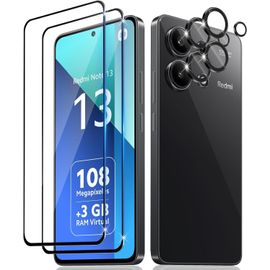 2 Pièces Verre Trempé Pour Xiaomi Redmi Note 13 4g, 2 Pièces Caméra Arrière Protecteur, Dureté 9h, Double Protection Metal + Caméra Verre Trempé, Protection D'écran Anti-Rayures