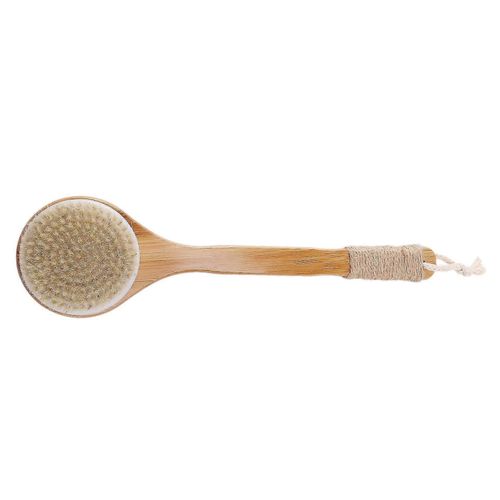 Peau Sèche Brosse Corps Bain Brosse Exfoliante Brosse Poils Naturels Laveur De Dos Avec Long Manche En Bois F 