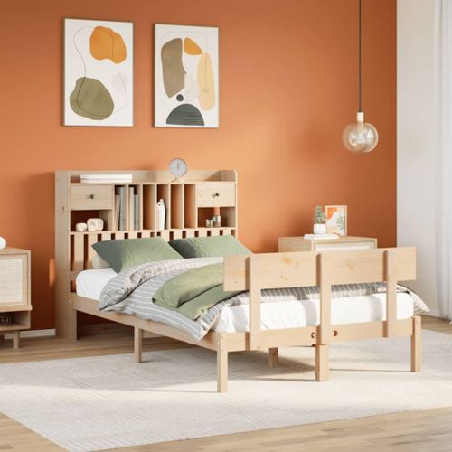 Vidaxl Lit Bibliothèque Sans Matelas 135x190 Cm Bois De Pin Massif