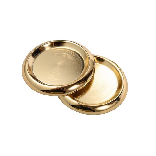 Pcs Bougeoirs Sus304 Bougeoirs En Acier Inoxydable Sous-Verres Ronds Pour Bougies Piliers 8cm (Or)