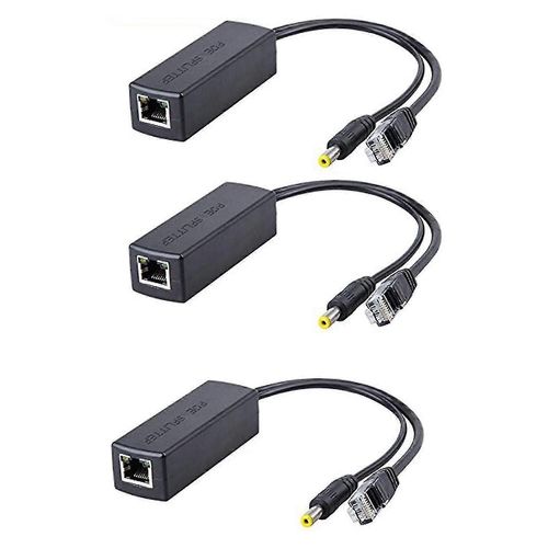 3pcs Poe Splitter 48V à 12V Poe Connecteurs Splitter Extender Injecteur Ieee802.3af / à 10 / 100m Compatible avec P