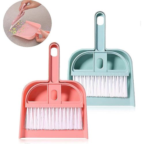 2 Pièces Mini Pelle À Poussière Et Ensemble De Brosses, Petit Balai Et Ensemble De Nettoyage De Pelle À Poussière - Plastique - Pour Nettoyer La Table, Le Bureau, Le Comptoir, Le Clavier, La Voiture