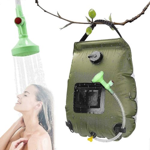 Douche de camping Douche solaire, sac de douche de camping 20L avec jauge de température, ensemble de douche de camping portable avec pomme de douche et interrupteur marche-arrêt