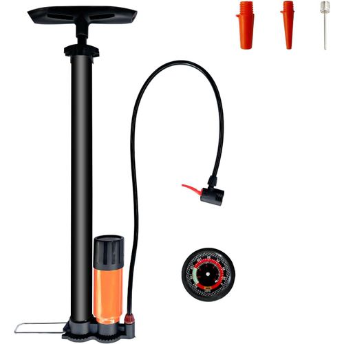 Pompe À Vélo Rixoc Avec Manomètre, Pompe À Air Pour Pneus, Gonflateur Pour Valves Presta Et Schrader, Pompe Pour Tous Les Vélos Et Sports