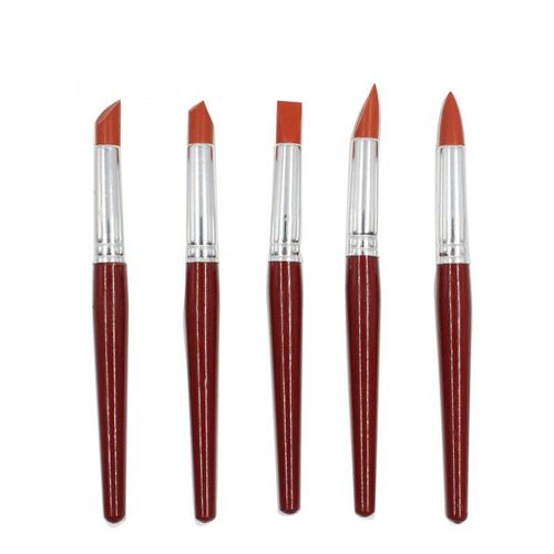 Stylos En Caoutchouc,Silicone,Caoutchouc,Argile Douce Et Outils De Sculpture Des Ongles,Bâtons En Bois Rouges De Grande Taille,5 Pièces