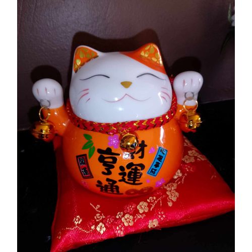 Maneki Neko porcelaine orange