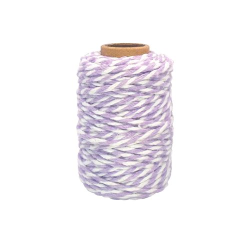 Ficelle Coton Bicolore Mauve Et Blanc 25 M X 1,5 Mm