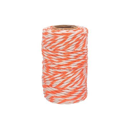 Ficelle Coton Bicolore Orange Et Blanc 25 M X 1,5 Mm