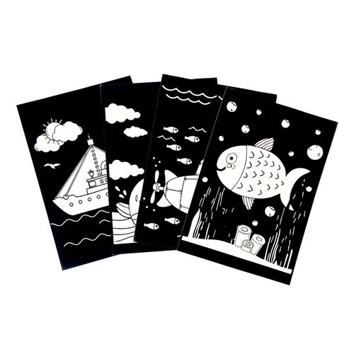 Coloriages Velours Univers Marin 14,5 X 21 Cm 4 Pièces