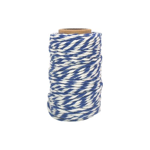 Ficelle Coton Bicolore Bleu Foncé Et Blanc 25 M X 1,5 Mm