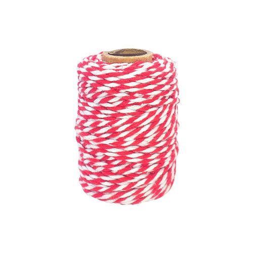 Ficelle Coton Bicolore Rouge Et Blanc 25 M X 1,5 Mm