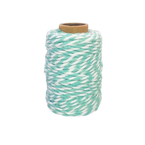 Ficelle Coton Bicolore Turquoise Et Blanc 25 M X 1,5 Mm