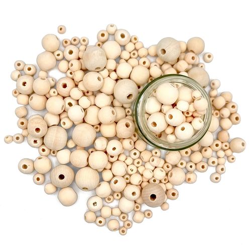 Perles Rondes En Bois 0,8 À 2,3 Cm 385 Pièces