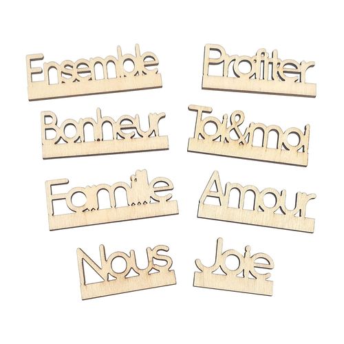 Mots En Bois Pour Socle Déco 8 Pièces