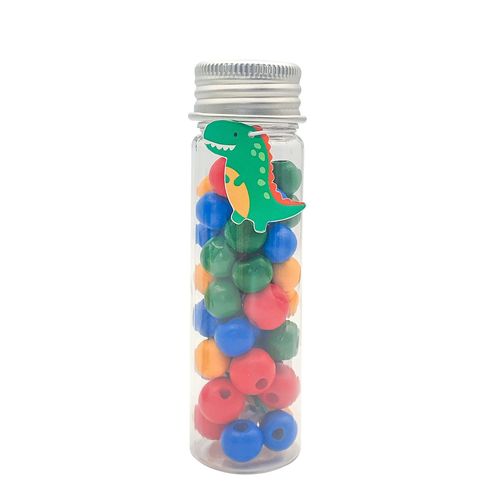 Tube Perles En Bois Dinosaure 0,9 À 2,3 Cm 15 G