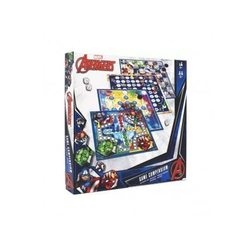 Boite Multi Jeux Avengers Marvel 4 En 1 : Petits Chevaux, Dames, Marelle, Echelle - Jeux Societe Traditionnels - Set Coffret Enfant, Famille Et Carte