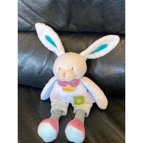 Doudou Et Compagnie Les Ptitous Peluche Doudou Lapin Blanc Vert 30cm