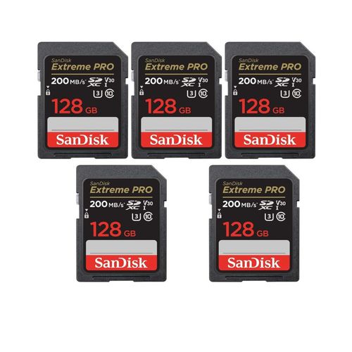 5PCS Carte mémoire SD SDXC 128 Go SanDisk Extreme Pro SDXC UHS-I U3 Class10 jusqu'à 200Mb/s