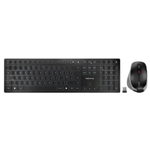 CHERRY DW 9500 SLIM - Ensemble clavier et souris - sans fil - 2.4 GHz, Bluetooth 4.0 - QWERTY - R.-U. - commutateur : CHERRY SX - gris, noir - emballage sans plastique