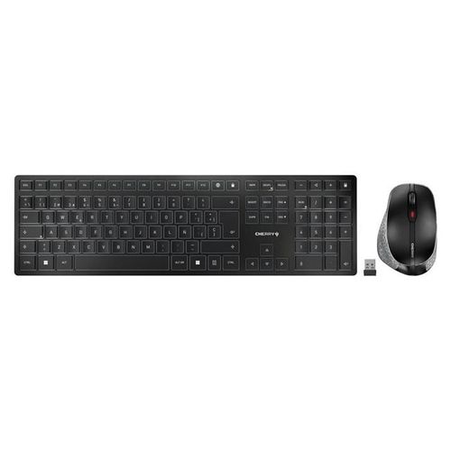 CHERRY DW 9500 SLIM - Ensemble clavier et souris - sans fil - 2.4 GHz, Bluetooth 4.0 - Espagnol - commutateur : CHERRY SX - gris, noir - emballage sans plastique