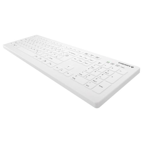 Active Key AK-C8112 - Clavier - désinfection par essuyage, profilé plat, IP68 - sans fil - 2.4 GHz - AZERTY - Français - blanc