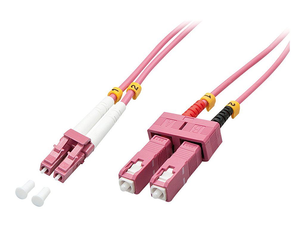 Lindy - Cordon de raccordement - SC multi-mode (M) pour LC multi-mode (M) - 15 m - fibre optique - duplex - 50 / 125 microns - OM4 - sans halogène - violet