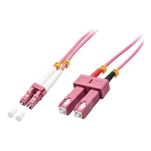 Lindy - Cordon de raccordement - SC multi-mode (M) pour LC multi-mode (M) - 2 m - fibre optique - duplex - 50 / 125 microns - OM4 - sans halogène - violet
