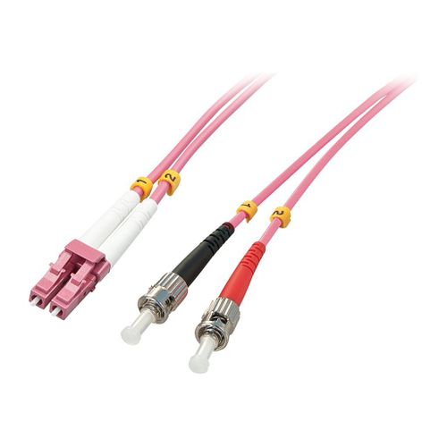 Lindy - Cordon de raccordement - ST multi-mode (M) pour LC multi-mode (M) - 1 m - fibre optique - duplex - 50 / 125 microns - OM4 - sans halogène - violet
