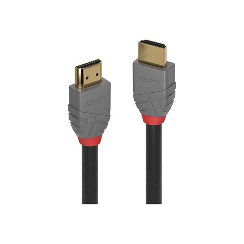 Lindy Anthra Line - Câble HDMI avec Ethernet - HDMI mâle pour HDMI mâle - 5 m - triple blindage - noir - rond, support 4K