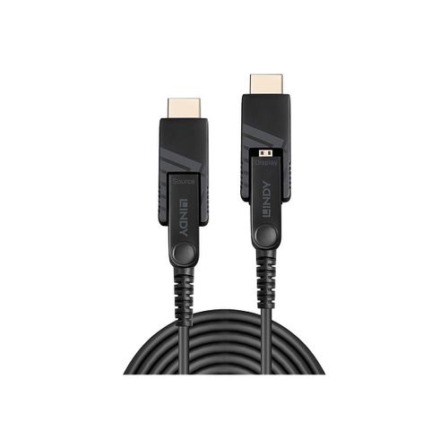 Lindy - Câble HDMI - 50 m - cuivre hybride blindé/fibre optique - noir - rond, support 4K