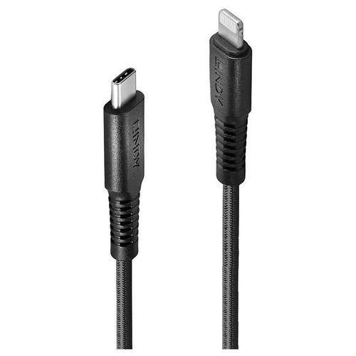 Lindy - Câble Lightning - 24 pin USB-C mâle pour Lightning mâle - 50 cm - blindé - noir - rond, support pour Power Delivery 2,0