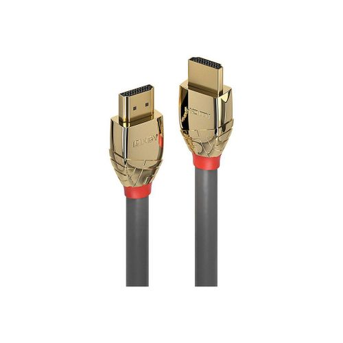 Lindy Gold Line - Ultra High Speed - câble HDMI avec Ethernet - HDMI mâle pour HDMI mâle - 1 m - triple blindage - gris - rond, support 10K