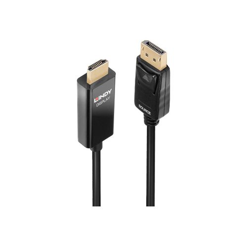 Lindy - Câble adaptateur - DisplayPort mâle pour HDMI mâle - 2 m - blindé - noir - rond, support 4K, puce active