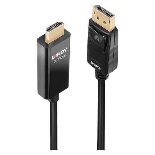 Lindy - Câble adaptateur - DisplayPort mâle pour HDMI mâle - 3 m - blindé - noir - rond, support 4K, puce active