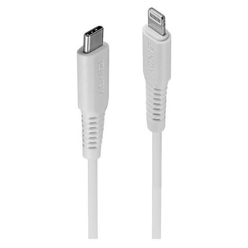 Lindy - Câble Lightning - 24 pin USB-C mâle pour Lightning mâle - 2 m - blindé - blanc - rond, Prise en charge de Power Delivery