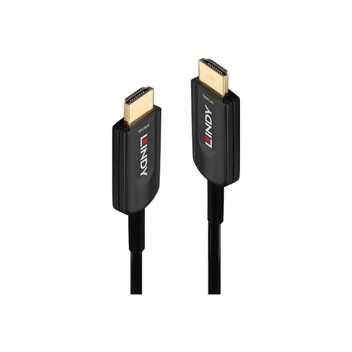 Lindy - Ultra High Speed - câble HDMI - HDMI mâle pour HDMI mâle - 20 m - cuivre hybride/fibre optique - noir - rond, support 8K60Hz (7680 x 4320), support 4K120Hz (3840 x 2160), Active Optical...