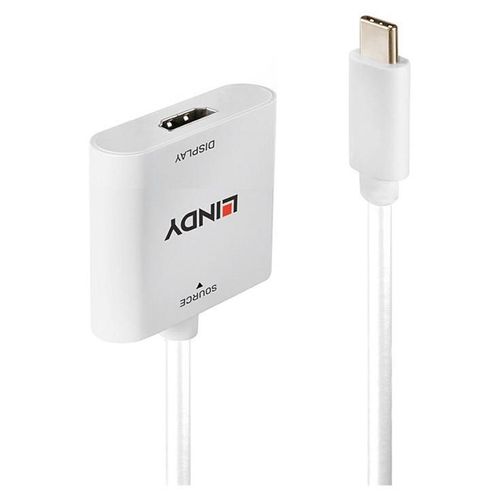 Lindy - Adaptateur vidéo - 24 pin USB-C mâle pour HDMI femelle - 10 cm - blanc - support pour 4K60Hz (3840 x 2160)