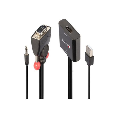 Lindy - Adaptateur vidéo - HD-15 (VGA), USB (alimentation uniquement), mini-phone stereo 3.5 mm mâle pour HDMI, jack mini femelle - 60 cm - noir