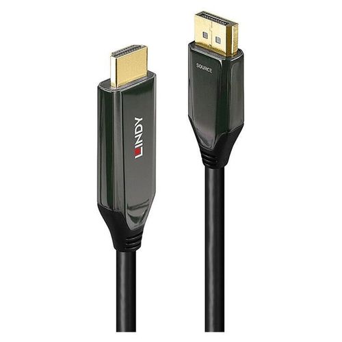 Lindy - Câble adaptateur - DisplayPort mâle pour HDMI mâle - 2 m - blindé - noir - support 8K60Hz (7680 x 4320), support 4K120Hz (4096 x 2160), rond
