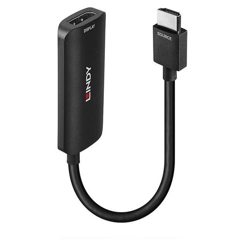 Lindy - Adaptateur vidéo - HDMI mâle pour DisplayPort, Micro-USB de type B (alimentation uniquement) femelle - 15.7 cm - noir - support pour 4K60Hz (3840 x 2160)