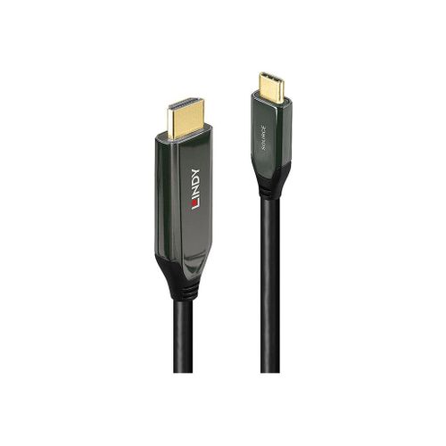 Lindy - Câble adaptateur - 24 pin USB-C mâle pour HDMI mâle - 3 m - blindé - noir - rond, support 8K60Hz (7680 x 4320)