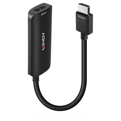 Lindy - Câble adaptateur - HDMI mâle pour DisplayPort, Micro-USB de type B (alimentation uniquement) - 15.7 cm - noir - support 8K60Hz (7680 x 4320), support 4K120Hz (3840 x 2160), jeu de puces...