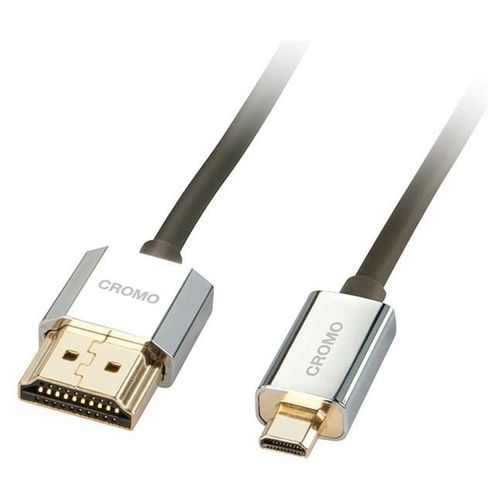 Lindy CROMO Slim High Speed HDMI to micro HDMI Cable with Ethernet - Câble HDMI avec Ethernet - 19 pin micro HDMI Type D mâle pour HDMI mâle - 1 m - blindé