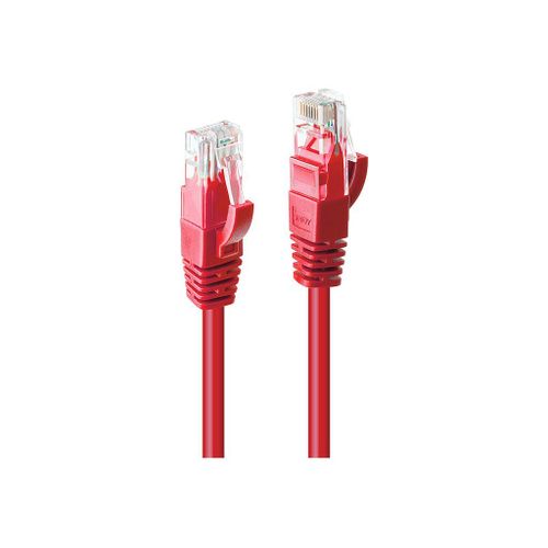Lindy - Cordon de raccordement - RJ-45 (M) pour RJ-45 (M) - 30 cm - UTP - CAT 6 - moulé, sans crochet, bloqué - rouge