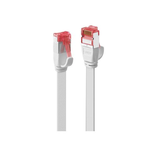 Lindy - Cordon de raccordement - RJ-45 (M) pour RJ-45 (M) - 2 m - U / FTP (Paire torsadée blindée) - CAT 6 - sans crochet, plat - blanc