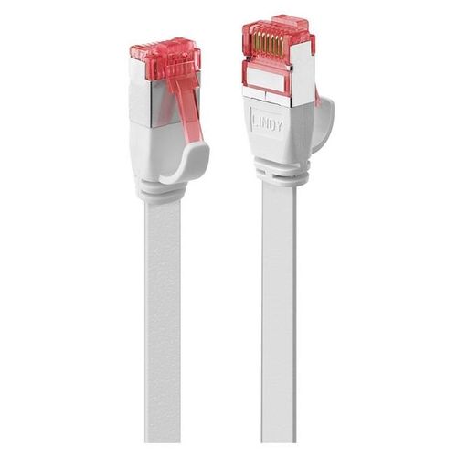 Lindy - Cordon de raccordement - RJ-45 (M) pour RJ-45 (M) - 3 m - U / FTP (Paire torsadée blindée) - CAT 6 - sans crochet, plat - blanc