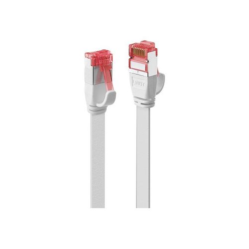 Lindy - Cordon de raccordement - RJ-45 (M) pour RJ-45 (M) - 5 m - U / FTP (Paire torsadée blindée) - CAT 6 - sans crochet, plat - blanc