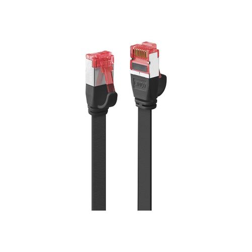 Lindy - Cordon de raccordement - RJ-45 (M) pour RJ-45 (M) - 30 cm - U / FTP (Paire torsadée blindée) - CAT 6 - moulé, sans crochet, plat - noir