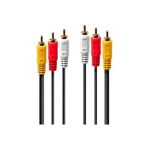 Lindy Premium - Câble vidéo/audio - vidéo / audio composite - phono RCA x 3 mâle pour phono RCA x 3 mâle - 1 m - blindé - noir - moulé