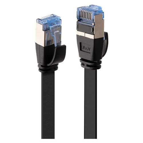 Lindy - Cordon de raccordement - RJ-45 (M) pour RJ-45 (M) - 10 m - U / FTP (Paire torsadée blindée) - CAT 6a - moulé, sans crochet, plat - noir